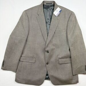 Chaps Mens Brown Herringbone Two Button Blazer‎ Size 46 Sport Coat Jacket